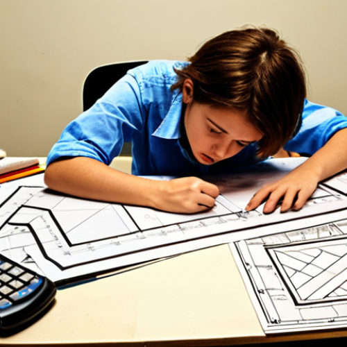 Home 23 **
A cluttered engineering workstation with a student looking stressed. A badly drawn blueprint lies next to a ruler showing an incorrect measurement, along with scattered papers and open textbooks on materials science. The overall mood is one of frustration and time pressure.
**