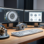 **

A modern mechanical design workspace featuring CAD software displaying a complex 3D model. Focus on innovation and computer-aided design, showing engineers collaborating and utilizing technology.

**