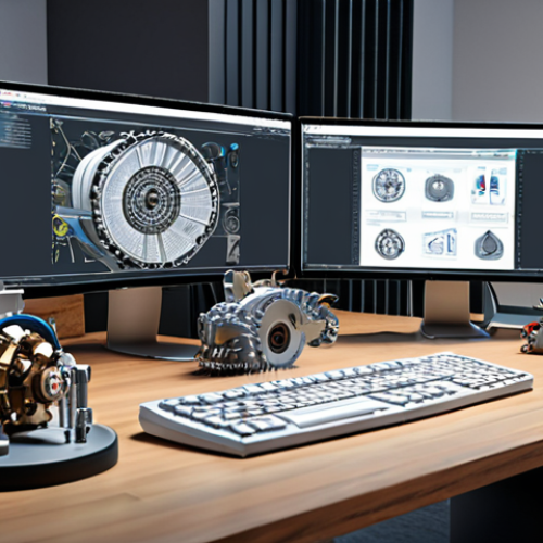 Home 22 **
A modern mechanical design workspace featuring CAD software displaying a complex 3D model. Focus on innovation and computer-aided design, showing engineers collaborating and utilizing technology.
**