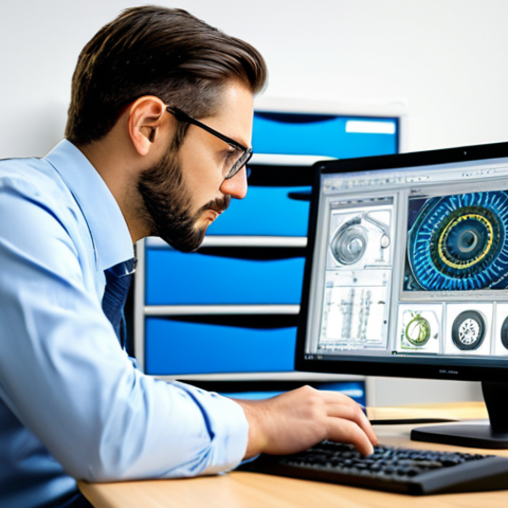 **

"A professional mechanical design engineer, fully clothed in appropriate attire, working at a computer in a bright and organized engineering office. The engineer is reviewing a detailed 3D model of an industrial machine. Safe for work, appropriate content, perfect anatomy, natural proportions, professional, modest."

**