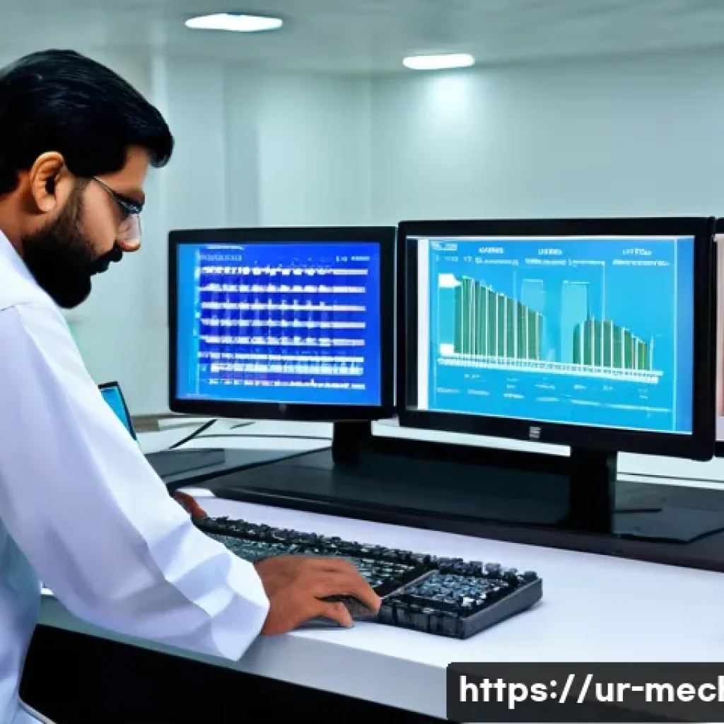 기계설계와 철강 설계의 중요성 - A high-tech industrial manufacturing scene in Pakistan, showcasing automated machinery with advanced...